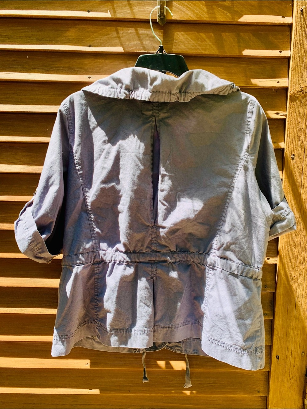 LOFT Light purple Gray Utility Jacket with Drawstring Waist